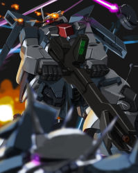 beam beam_rifle energy_gun firing gundam gundam_zz highres mecha robot weapon yoyo1/3 zaku zaku_iii