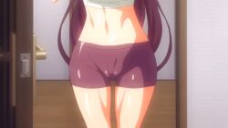 1girl 2022 20s animated animated_gif anus bike_shorts breasts cameltoe garden_~takamine-ke_no_nirinka~ hetero indoors large_breasts long_hair nipples pussy_juice solo_focus sweat tagme takamine_sayuri tank_top thighhighs tight_clothes towel wet wet_clothes