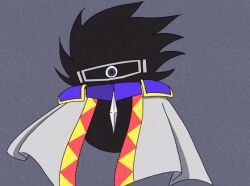 animated animated_gif armor black_hair cape dark_matter_(kirby) dark_matter_blade grey_background kirby&#039;s_dream_land_2 kirby_(series) looking_at_viewer nijyu7 nintendo no_humans one-eyed pauldrons shoulder_armor solo sword weapon
