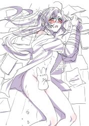 1boy abs ahoge bare_shoulders bdsm blush body_blush book bottomless bound bound_arms bound_wrists censored chinese_clothes crying crying_with_eyes_open cum cum_in_ass dated hair_between_eyes hair_ribbon hanfu highres implied_yaoi kimako_(kimako_8) long_hair looking_at_viewer lying male_focus modao_zushi monochrome naked_robe navel novelty_censor off_shoulder on_ground on_side open_book open_clothes open_mouth open_robe paper papers parted_lips partially_undressed ponytail ribbon ribbon_bondage robe scratches solo spot_color sweat tears trap twitter_username watermark wei_wuxian
