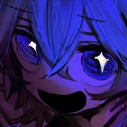 +_+ :d autooohyo blue_eyes blue_hair commission open_mouth original smile tagme