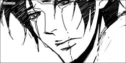 1boy animated animated_gif black_hair blinking character_request copyright_request crying denoro monochrome sad signature tagme tears wind