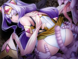 1boy 1girl ass azarin_(kouyoku_senki_exs-tia) bent_over breasts buttjob censored clothes_lift crack elbow_gloves exs-tia_magica from_behind game_cg ganusgil gem gloves hair_intakes headgear hetero imminent_penetration imminent_rape inoino interspecies kouyoku_senki_exs-tia large_breasts large_variant_set leotard long_hair looking_back magical_girl monster monster_boy mosaic_censoring nipples non-web_source official_art open_mouth penis penis_on_ass purple_hair rape ribbon shiny_skin skirt solo_focus sweat tentacles tongue torn_clothes torn_leotard variant_set very_long_hair white_leotard yellow_eyes yellow_skirt