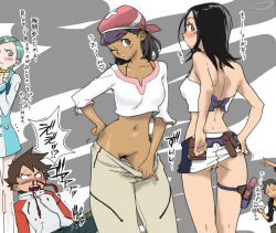 00s 2boys 3girls back black_hair blood blush brown_hair clothes_lift clothes_pull dark-skinned_female dark_skin dildo eureka_(eureka_seven) eureka_seven eureka_seven_(series) female_pubic_hair gidget hat holland_novak lifting_own_clothes looking_back m/ midriff miniskirt multiple_boys multiple_girls no_panties nosebleed pants pants_pull presenting pubic_hair pulling_own_clothes pussy pussy_juice raglan_sleeves renton_thurston sex_toy skirt skirt_lift talho_yuuki thigh_strap translation_request uncensored yukimi