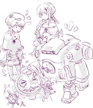 Rule 34 | digimon, digimon (creature), floating, guardromon, hagurumon, looking at another, robot