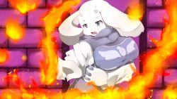 artist_request blue_eyes fire fire furry goat magic toriel undertale