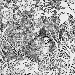 Rule 34 | 2boys, absurdly detailed composition, absurdres, artist logo, bird, black shorts, commentary request, creature, foliage, grass, greyscale, hatching (texture), highres, initial, leaf, linear hatching, lineart, logo, monochrome, multiple boys, nature, original, outdoors, plant, plant roots, potted plant, shorts, standing, takitasaki, tree, wide shot