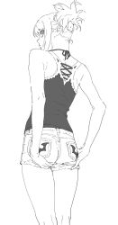 1girl ass denim henken highres monochrome shorts sienna_(henken) tagme