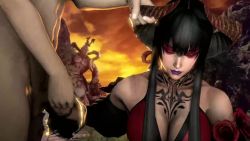 10s 1boy 1girl 3d animated bandai bare_shoulders black_hair black_sleeves breasts chest_tattoo cleavage closed_eyes clothed_female_nude_male corset demon_horns detached_sleeves duplicate dusk eliza_(tekken) erection eyeshadow flower flower_ornament frills guided_handjob guiding_hand hair_between_eyes hand_on_another&#039;s_head handjob head_out_of_frame held_up hetero highres holding holding_hands horn_grab horns ifiyrinnsfw large_breasts lips lipstick long_hair long_sleeves looping_animation makeup molestation namco nude outdoors parted_lips penis purple_lips red_corset red_eyeshadow resized rose rubbing sitting sky sleep_molestation sleeping solo_focus source_filmmaker_(medium) standing straight_hair tattoo tekken tekken_7 tekken_revolution testicles uncensored upscaled vampire video