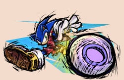 1boy crossover fanamationu furry furry_male gloves green_eyes highres kicking looking_at_viewer male_focus mario_(series) mario_strikers_(series) nintendo parody red_shirt shirt solo sonic_(series) sonic_the_hedgehog style_parody white_gloves