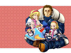 1boy 3girls alice_margatroid blonde_hair brown_eyes crossover doll family fart fire hetero hourai_doll if_they_mated imai_nyuu inusurvivor m.u.g.e.n maxima multiple_girls shanghai_doll snk tears the_king_of_fighters touhou