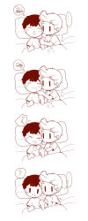 4koma bad_tag bed_sheet black_hair burger child comic dreaming food french_fries lucas_(mother_3) mother_(series) mother_2 mother_3 ness_(mother_2) nintendo on_bed opipio_m pillow shota sleeping smile stea super_smash_bros. sweatdrop