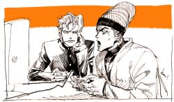 Rule 34 | 2boys, bad id, bad tumblr id, commentary, controller, english commentary, gakuran, game controller, headband, jojo no kimyou na bouken, kakyoin noriaki, kotteri, looking at another, looking at screen, male focus, multiple boys, open mouth, playing games, school uniform, simple background, sitting, stardust crusaders, terence t. d&#039;arby, upper body