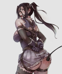 1girl absurdres arms_behind_back ball_gag bdsm bondage bound bound_arms bound_legs bound_wrists female_focus gag gag_harness gagged highres public_indecency restrained rope shibari shibari_over_clothes solo tagme wwwwumu