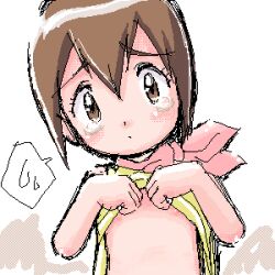 1girl brown_hair digimon digimon_adventure loli tears undressing yagami_hikari
