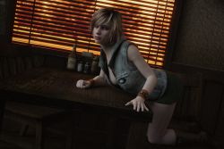1girl 3d arm_support artist_request breasts full_body heather_mason highres jacket lips looking_at_viewer medium_breasts no_bra open_clothes open_jacket short_hair silent_hill silent_hill_(series) silent_hill_3 skirt sleeveless sleeveless_turtleneck solo turtleneck vest wristband