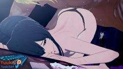 1girl 2boys 3d ahegao animated audible_speech black_hair black_panties caught cheating_(relationship) condom condom_wrapper dark-skinned_male dark_skin doggystyle female_ejaculation female_orgasm from_behind multiple_boys netorare nude orgasm panties sex sex_from_behind sound sweat sweatdrop tagme top-down_bottom-up underwear used_condom video yahari_ore_no_seishun_lovecome_wa_machigatteiru. yukinoshita_yukino yuukis