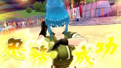 1girl 3d animated blue_eyes blue_hair boots breasts gloves large_breasts leona_heidern military military_uniform ponytail senran_kagura senran_kagura_new_link sound tagme the_king_of_fighters video