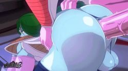 2boys alien anal animated animated_gif anus armor blue_skin colored_skin dragon_ball dragonball_z frieza green_hair interspecies male_focus male_penetrated maoh_king multiple_boys penis pink_skin ponytail sex sex_from_behind skindentation testicles thick_thighs thighhighs thighs yaoi zarbon