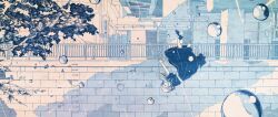 1girl 456_(456log) black_dress branch brick_wall building closed_mouth dress falling highres industrial_pipe ladder long_hair monochrome original outstretched_arm railing rain solo tree upside-down urban water_drop
