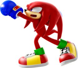 1boy 3d animal_nose arms_up blue_gloves body_fur boxing_gloves from_side full_body furry furry_male gloves heel_up knuckles_the_echidna logo long_hair looking_up male_focus mario_&amp;_sonic_(series) mario_&amp;_sonic_at_the_rio_2016_olympic_games multicolored_footwear official_art open_mouth outstretched_arm purple_eyes red_fur red_hair sidelocks sideways_mouth simple_background solo sonic_(series) standing tail teeth third-party_source tongue white_background