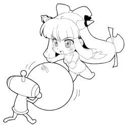 chibi crossover greyscale ibuki_suika itacha_(artist) katamari_damacy lowres monochrome parody solo the_prince touhou