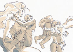 2boys 2girls akoichoi amazon_warrior artemis_of_bana-mighdall assertive_female bandaged_hand bandages bare_shoulders batman_(series) belt boots breasts brothers carrying cleavage collarbone couple dc_comics dick_grayson fireman&#039;s_carry floating_hair full_body hand_wraps holster jason_todd koriand&#039;r long_hair monochrome multiple_boys multiple_girls nightwing ponytail princess_carry red_hood red_hood_(dc) redrawn siblings simple_background sketch starfire superhero_costume teen_titans thigh_holster very_long_hair white_background
