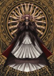 ajirogasa bodhisattva buddhism commentary dress extra_arms flower gradient_hair hat highres hijiri_byakuren layered_dress lotus mudra multicolored_hair praying solo symbolism there2007 touhou