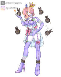 Rule 34 | belt, bomb, breasts, crown, digimon, digimon (creature), explosive, gev&#039;s, highres, looking at viewer, oridigi, rabbit, ribbon, simple background, smile, white background, yellow eyes