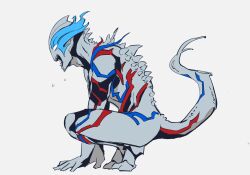 1982_gll alien blue_eyes highres open_mouth solo tail tokusatsu ultra_series ultraman_blazar ultraman_blazar_(series) white_background