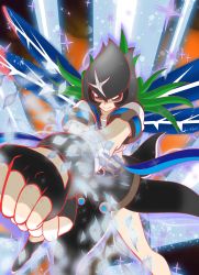Rule 34 | bancholilimon, bandages, belt, black eyes, black gloves, digimon, dragon ball, dragon ball super, dragon ball super broly, flower, gloves, highres, multiple wings, parody, petals, ph6xeivbgpimggg, scar, scene reference, wings