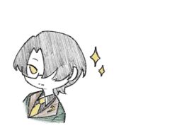 1boy black_hair black_shirt brooch chibi closed_mouth collared_shirt glasses green_jacket han_hee-joon jacket jewelry lapels looking_at_viewer male_focus necktie portrait project_moon seven_association_south_uniform shirt short_hair solo the_distortion_detective yellow_eyes yellow_necktie yongsa_(ishmaelenjoyer)