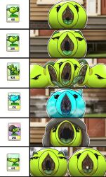 black_eyes drooling facepaint gatling_pea_(plants_vs_zombies) helmet highres mouth_drool mouth_focus multiple_heads mythios no_humans open_mouth oral_invitation peashooter_(plants_vs_zombies) plants_vs_zombies repeater_(plants_vs_zombies) saliva saliva_trail sexually_suggestive snow_pea_(plants_vs_zombies) split_pea_(plants_vs_zombies) tangle_kelp_(plants_vs_zombies) threepeater_(plants_vs_zombies) tongue tongue_out