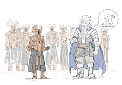 antlers armor beard blue_cape boots braid braided_beard cape circlet crucible_knight elden_ring facial_hair full_armor full_body godfrey_first_elden_lord horns kankan33333 plate_armor simple_background standing white_background white_hair