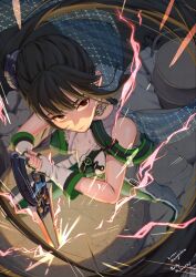 1girl :3 akira_(live2bakira) armored_bodysuit ass black_hair blunt_bangs bodysuit breasts brown_eyes creature doro_(nikke) eve_(stellar_blade) flower-shaped_hair gloves goddess_of_victory:_nikke hair_bun hair_intakes highres impossible_clothes large_breasts long_hair looking_at_viewer meme pink_hair planet_diving_suit_(7th)_(stellar_blade) ponytail shiny_eyes single_side_bun skin_tight solo stellar_blade thighs two-tone_bodysuit very_long_hair