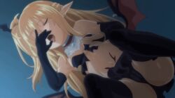 1boy 1girl 2022 20s animated animated_gif asymmetrical_gloves bare_shoulders black_bra black_panties black_thighhighs blonde_hair boku_wa_chiisana_succubus_no_shimobe bra braid breasts cameltoe censored closed_eyes collar demon_girl demon_wings elbow_gloves fellatio gloves hair_over_eyes head_wings hetero invisible_penis kiss_kiss_drain loli long_hair low_wings lowres mismatched_gloves mosaic_censoring o-ring o-ring_top one_side_up open_mouth oral panties penis pointy_ears pubic_tattoo small_breasts solo spread_legs stomach_tattoo tagme tattoo thighhighs thighs tiffany_lilith_stella underwear wings