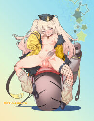 1futa absurdres bache_(azur_lane) blonde_hair erection futanari highres light-skin penis penis_out purple_eyes single testicles tomoyuki_kotani