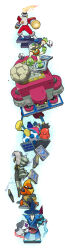 6+boys absurdres arm_cannon bombman.exe boulder colored_sclera colorman.exe commentary_request dice elecman.exe everyone fire fireman.exe hat highres looking_at_viewer magicman.exe male_focus mega_man_(series) mega_man_battle_network_(series) mega_man_battle_network_1 multiple_boys numberman.exe odo_7ta red_eyes stoneman.exe sword weapon yellow_sclera