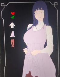 1girl animated bicio clothes_lift hyuuga_hinata long_hair naruto_(classic) naruto_(series) skirt skirt_lift smile spanish_commentary tagme video