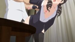 10s 1boy 1girl 2018 aged_down animated animated_gif arm_held_back asou_miyuri ass bent_over black_hair breasts business_suit censored clothed_sex clothing_aside doggystyle doki_doki_little_ooya-san drill_hair drill_ponytail formal_clothes from_behind grabbing_another&#039;s_arm hetero huge_ass indoors jacket jewelry loli looking_back lowres mosaic_censoring nipples penis ponytail sex sex_from_behind small_breasts smile suit tagme thighhighs tongue tongue_out underwear