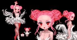 ballerina_shoes dress pink_hair red_eyes white_dress yomitim