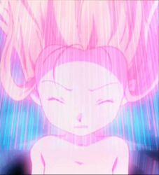 1girl animated animated_gif bare_shoulders breasts closed_eyes colored_skin completely_nude digimon digimon_frontier embarrassed energy floating_hair frown long_hair looping_animation nude official_art open_mouth orimoto_izumi pink_hair pink_skin shouting small_breasts solo spirit_evolution topless_female transformation