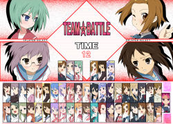 6+girls aged_down aged_up akiyama_mio alternate_hairstyle annotation_request aoba_tsugumi asahina_mikuru asahina_mikuru_(adult) asakura_ryoko asamiya_athena bad_id bad_pixiv_id character_request character_select cosplay creator_connection crossover dual_persona fake_screenshot genderswap genderswap_(mtf) glasses hair_down hatsune_miku hatsune_miku_(cosplay) hiiragi_kagami hiiragi_tsukasa hirasawa_ui hirasawa_yui ikari_manatsu iwasaki_minami izumi_konata k-on! kannagi kimidori_emiri kimura_takako kobayakawa_yutaka koizumi_itsuki_(female) kotobuki_tsumugi kurokona kusakabe_misao kyon_no_imouto kyonko kyoto_animation lucky_star manabe_nodoka minegishi_ayano multiple_girls nagato_yuki nagi nakano_azusa ookouchi_shino patricia_martin school_uniform serafuku siblings sisters snk suzumiya_haruhi suzumiya_haruhi_(young) suzumiya_haruhi_no_shoushitsu suzumiya_haruhi_no_yuuutsu suzushiro_hakua tainaka_ritsu takara_miyuki tamura_hiyori tan the_king_of_fighters tsuruya twins vocaloid voice_actor_connection yamanaka_sawako zange