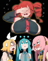 ... 4girls ai-assisted ai-generated areola_slip bare_shoulders blonde_hair blood blue_eyes blue_hair blush breasts brittle cleavage covered_erect_nipples covering_face detached_sleeves drill_hair embarrassed flying_sweatdrops hatsune_miku huge_breasts kagamine_rin kasane_teto megurine_luka multiple_girls nipple_slip nipples nosebleed open_mouth pink_hair red_hair shirt sleeveless sleeveless_shirt surprised sweat twin_drills upper_body utau vocaloid