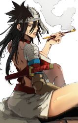 Rule 34 | 1girl, absurdres, backless outfit, black hair, bleach, blue eyes, breasts, cleavage, highres, large breasts, long hair, shiba kuukaku, solo, theevilisaac