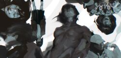 Rule 34 | 1girl, absurdres, baseball cap, black bodysuit, black coat, black hair, black skirt, bodysuit, breasts, cigarette, closed eyes, coat, collared shirt, facing viewer, greyscale, hair over eyes, han sooyoung, hat, highres, holding, holding cigarette, macaronijail, monochrome, multiple views, music box, omniscient reader&#039;s viewpoint, school uniform, shirt, short hair, skirt, smoking, upper body, upside-down, white shirt