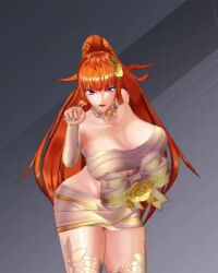 1girl 3d action_taimanin alternate_costume animated ass breasts curvy female_focus huge_breasts jumping kamimura_maika lilith-soft long_hair looking_at_viewer naked_ribbon official_alternate_costume orange_hair ponytail purple_eyes ribbon shiny_skin solo sound standing tagme taimanin_(series) taimanin_rpgx talking underwear very_long_hair video wide_hips