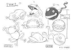 00s 1boy 1girl :i absurdres alternate_form animal_focus back bones_(company) eruka_frog expressionless grin highres looking_at_viewer monochrome official_art otama_jackson reference_sheet scan sharp_teeth simple_background smile soul_eater standing sweat teeth thigh_gap thighs translation_request white_background witch