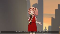 Rule 34 | 1girl, blonde hair, collared shirt, commentary, english text, eyewear on head, flandre scarlet, fourth wall, highres, holding, holding microphone, microphone, one side up, pointy ears, puffy short sleeves, puffy sleeves, red eyes, red skirt, red vest, shirt, short hair, short sleeves, skirt, stage, symbol-only commentary, touhou, vest, white shirt, wings, yoruny