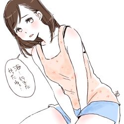 1girl short_hair shorts tagme tank_top translation_request waka719